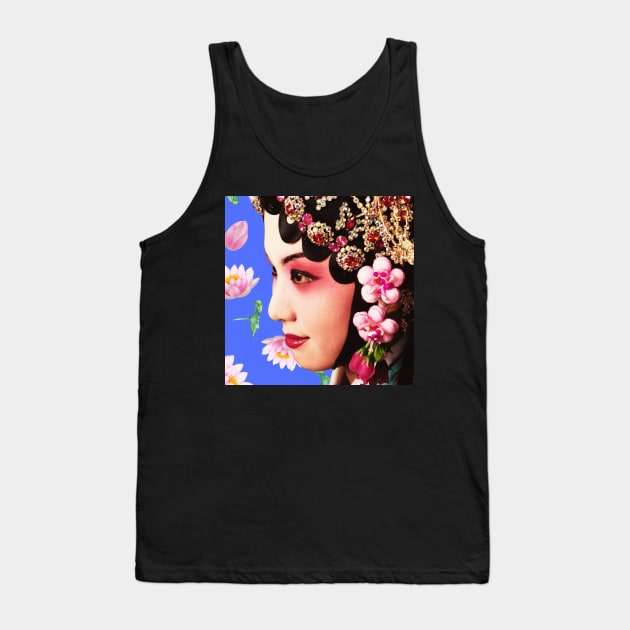 Chinese Opera Star with Lotus Flowers Purple - Hong Kong Retro Tank Top by CRAFTY BITCH